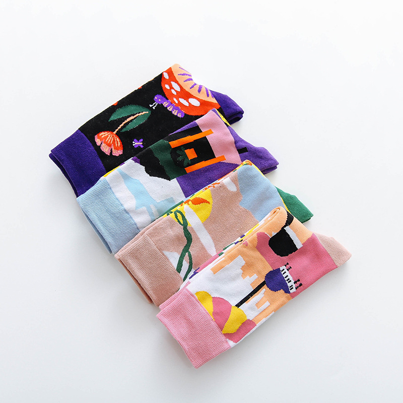 Occident Fashion Colorful Print Socks Women
