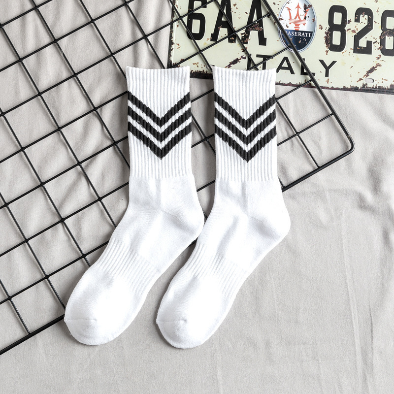 Towel Bottom High Tube Cotton Socks Black And White Basketball Socks Tide Socks